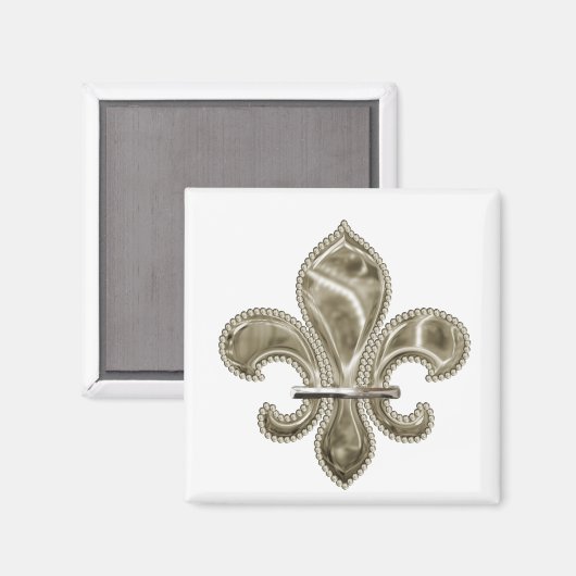 Gold Fleur de Lis Vierkante magneet (Voorkant / Achterkant)