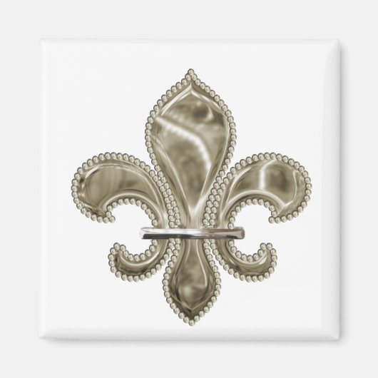 Gold Fleur de Lis Vierkante magneet (Voorkant)