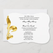 Gold Fleur de Lis Wedding Invitation Kaart (Voorkant)