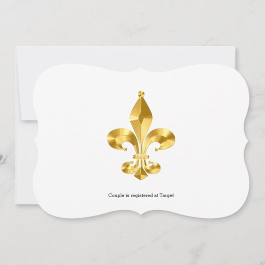 Gold Fleur de Lis Wedding Invitation Kaart (Achterkant)