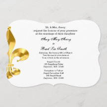 Gold Fleur de Lis Wedding Invitation