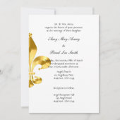 Gold Fleur de Lis Wedding Invitation Kaart (Voorkant)