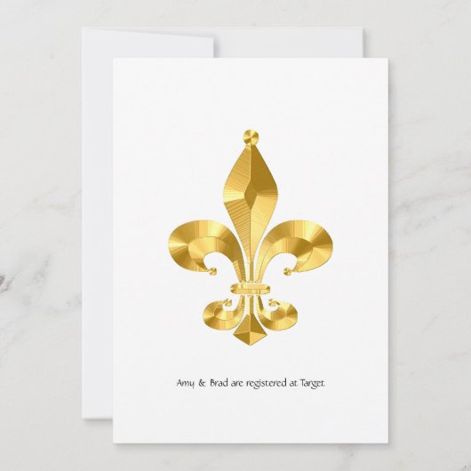 Gold Fleur de Lis Wedding Invitation Kaart (Achterkant)