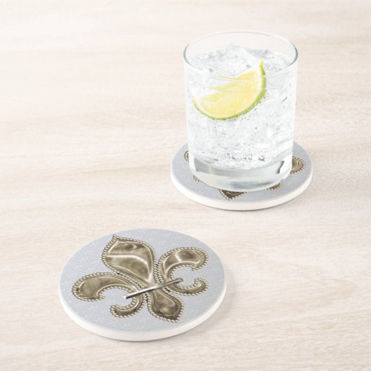 Gold Fleur de Lys Pattern Sandstone Onderzetter (Zijkant)