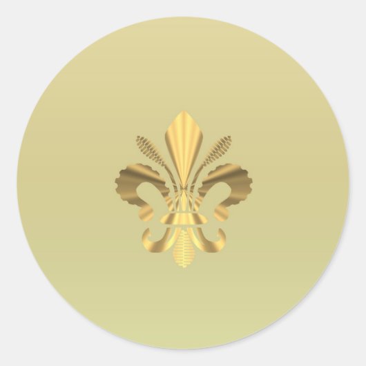 Gold fleur de lys ronde sticker (Voorkant)