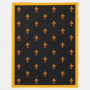 Gold Fleurs de Lis op zwarte banner Fleece Deken