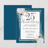 Gold Floral 25th Wedding Jubileum Papier (Voorkant / Achterkant)