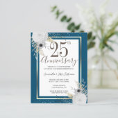 Gold Floral 25th Wedding Jubileum Papier (Staand voorkant)
