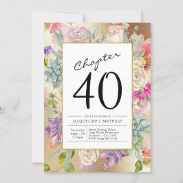 Gold Floral 40e verjaardag Kaart