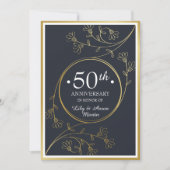 Gold Floral 50e Jubileum Invite Kaart (Voorkant)