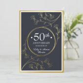 Gold Floral 50e Jubileum Invite Kaart (Staand voorkant)