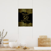 Gold Floral 50th Birthday Party Welcome Sign Poster (Keuken)