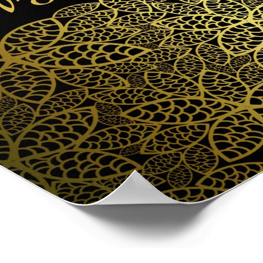 Gold Floral 50th Birthday Party Welcome Sign Poster (Hoek)