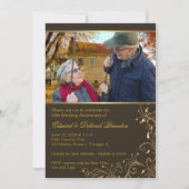 Gold Floral 50th Wedding Jubileum Uitnodiging (Voorkant)