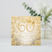Gold Floral 60th Birthday Glam Lights (Staand voorkant)