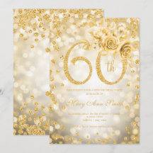 Gold Floral 60th Birthday Glam Lights