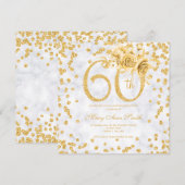 Gold Floral 60th Birthday Glam Marble (Voorkant / Achterkant)