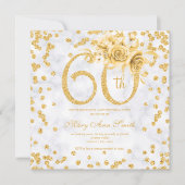 Gold Floral 60th Birthday Glam Marble (Voorkant)