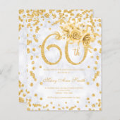Gold Floral 60th Birthday Glam Marble (Voorkant / Achterkant)