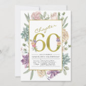 Gold Floral 60th Birthday Kaart (Voorkant)