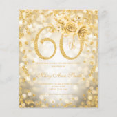 Gold Floral 60th Birthday Lights Flyer (Voorkant)