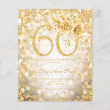 Gold Floral 60th Birthday Lights