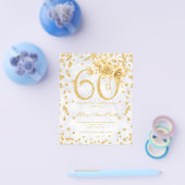 Gold Floral 60th Birthday Marble Invitation Flyer (Enkel)