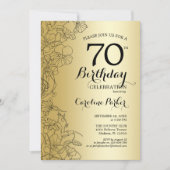 Gold Floral 70e verjaardag Kaart (Voorkant)