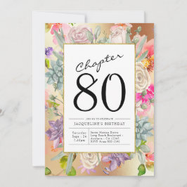 Gold Floral 80th Birthday Kaart