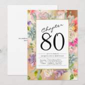 Gold Floral 80th Birthday Kaart (Voorkant / Achterkant)