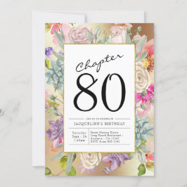 Gold Floral 80th Birthday Kaart