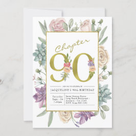 Gold Floral 90th Birthday Kaart