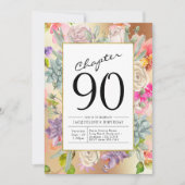 Gold Floral 90th Birthday Kaart (Voorkant)