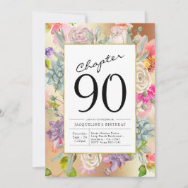 Gold Floral 90th Birthday Kaart
