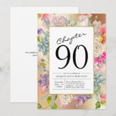 Gold Floral 90th Birthday Kaart (Voorkant / Achterkant)