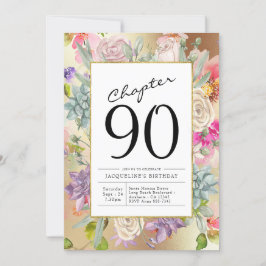 Gold Floral 90th Birthday Kaart