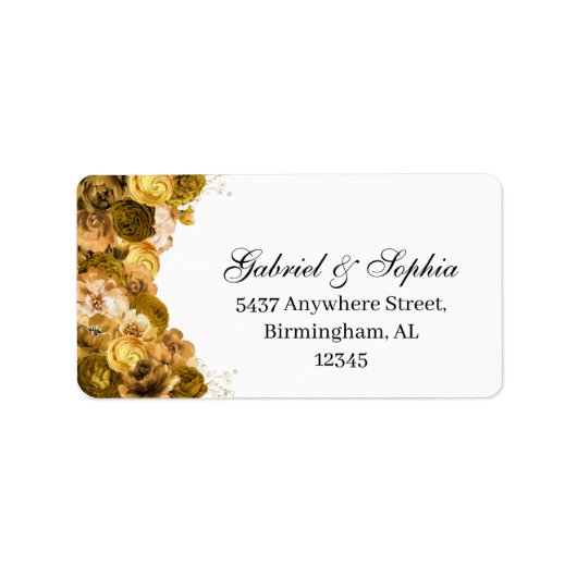 Gold Floral-adreslabel Etiket (Voorkant)
