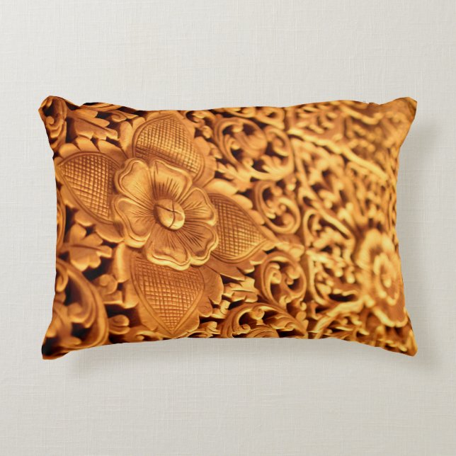 Gold floral antiek art close accent kussen (Voorkant)