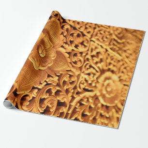 Gold floral antiek art close cadeaupapier