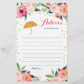 Gold Floral April biedt Baby shower Advice Card (Voorkant)