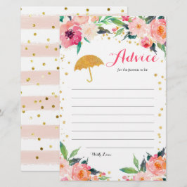 Gold Floral April biedt Baby shower Advice Card