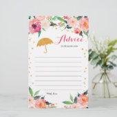 Gold Floral April biedt Baby shower Advice Card (Staand voorkant)