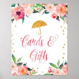 Gold Floral April Shower Cards en Gifts Poster