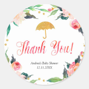 Gold Floral April Shower Dank je sticker