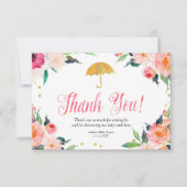 Gold Floral April Shower Hartelijk dank Bedankkaart (Voorkant)