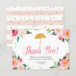 Gold Floral April Shower Hartelijk dank Bedankkaart