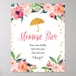 Gold Floral April Shower Momosa Bar Poster