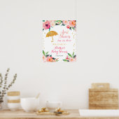 Gold Floral April Shower Welkomstbord Poster (Keuken)