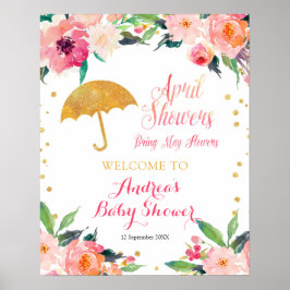 Gold Floral April Shower Welkomstbord Poster