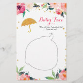 Gold Floral April Showers Baby shower Baby Face (Voorkant)